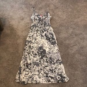 Grey and white spaghetti strap long dress